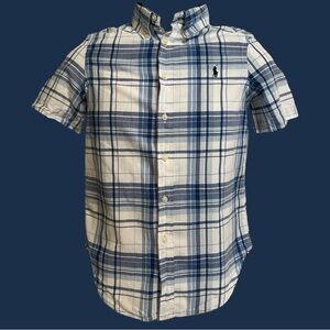 Polo Ralph Lauren button shirt blue plaid boys M (10/12) short sleeve